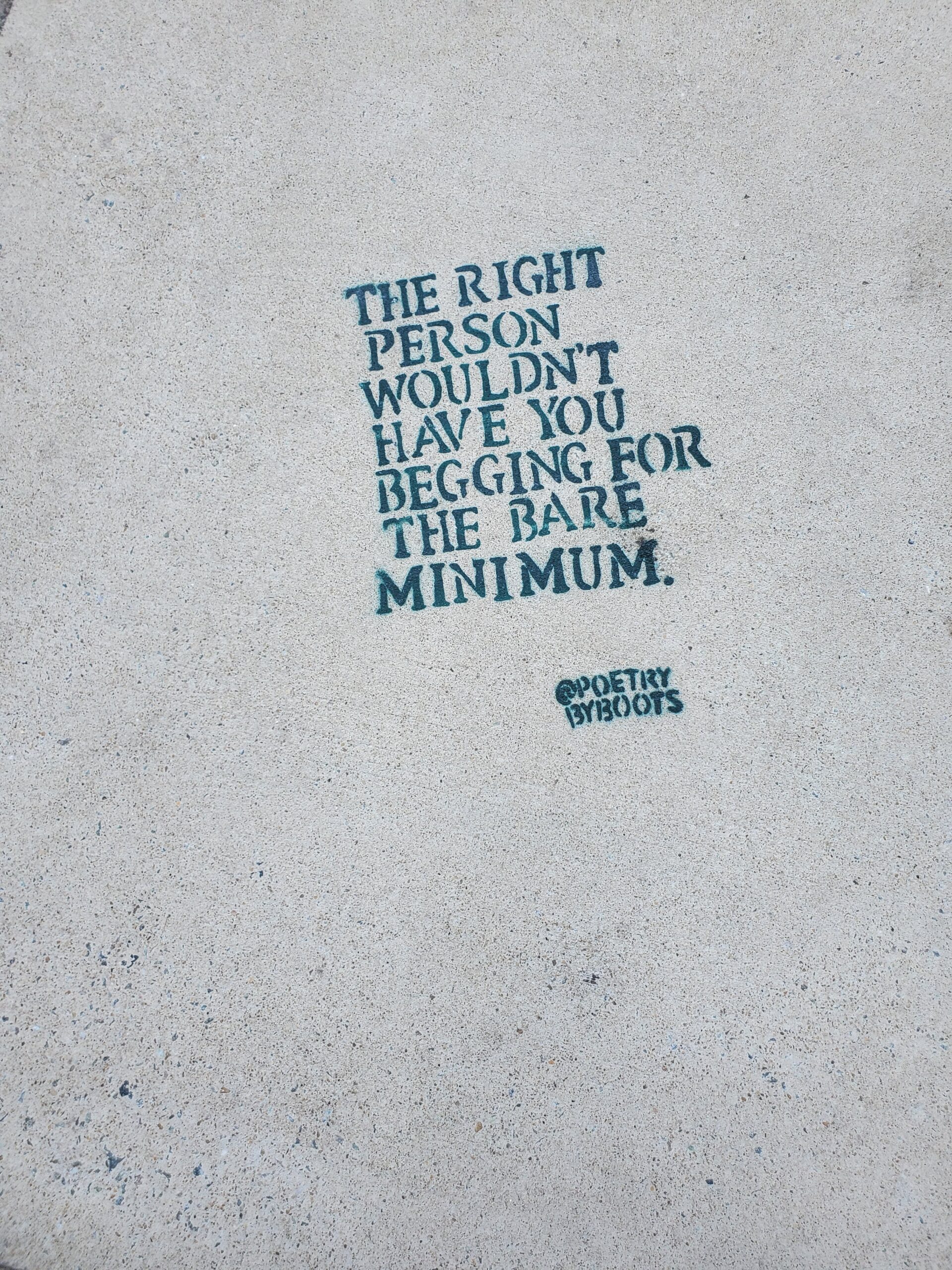 Inspirational message on the sidewalk